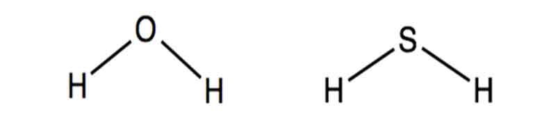 Молекулярные структуры воды (H2O) и сероводорода (H2S)